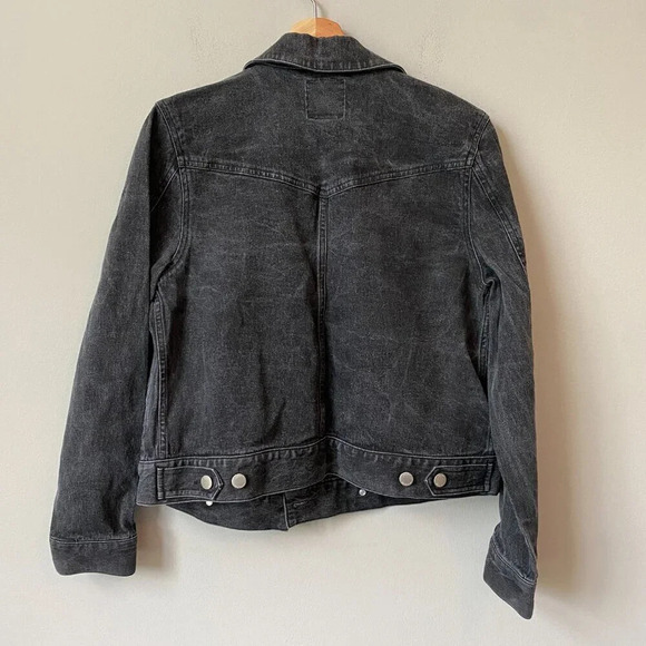 Isaac Mizrahi for Target Women's Medium Double Breasted Black Denim Jean Jacket - Picture 11 of 16